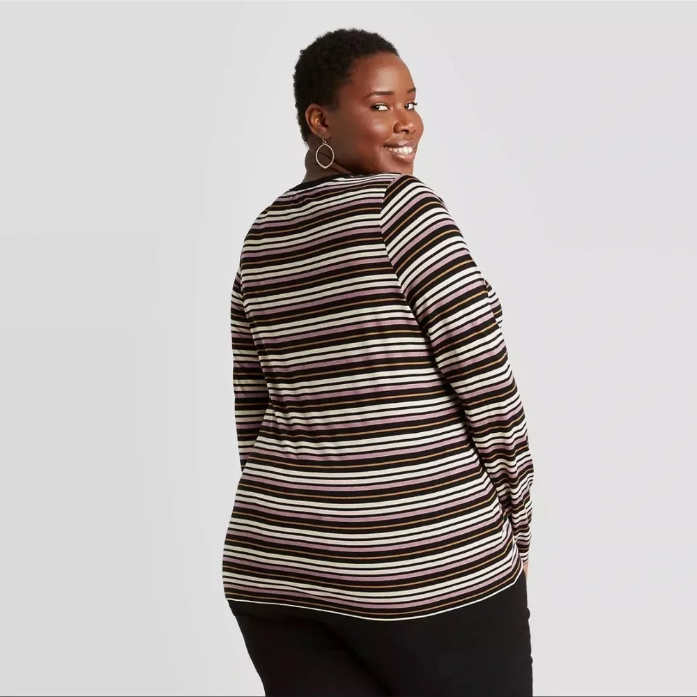 Ava & Viv stripe long sleeve top size 1X - Picture 8 of 11